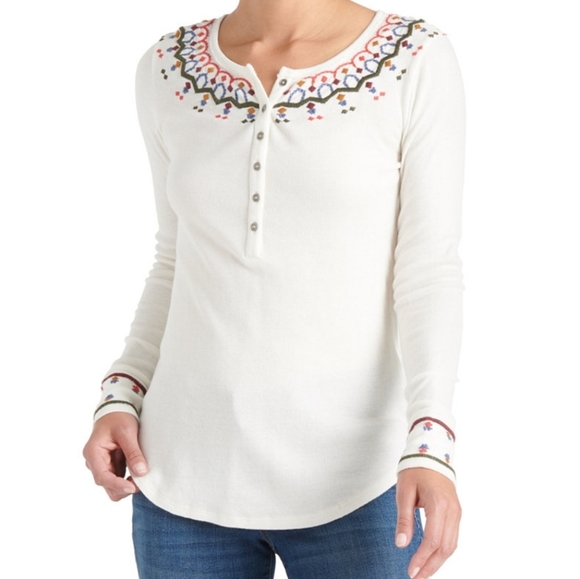 Lucky Brand Front Buttons Embroidered Long Slevees - Picture 2 of 11